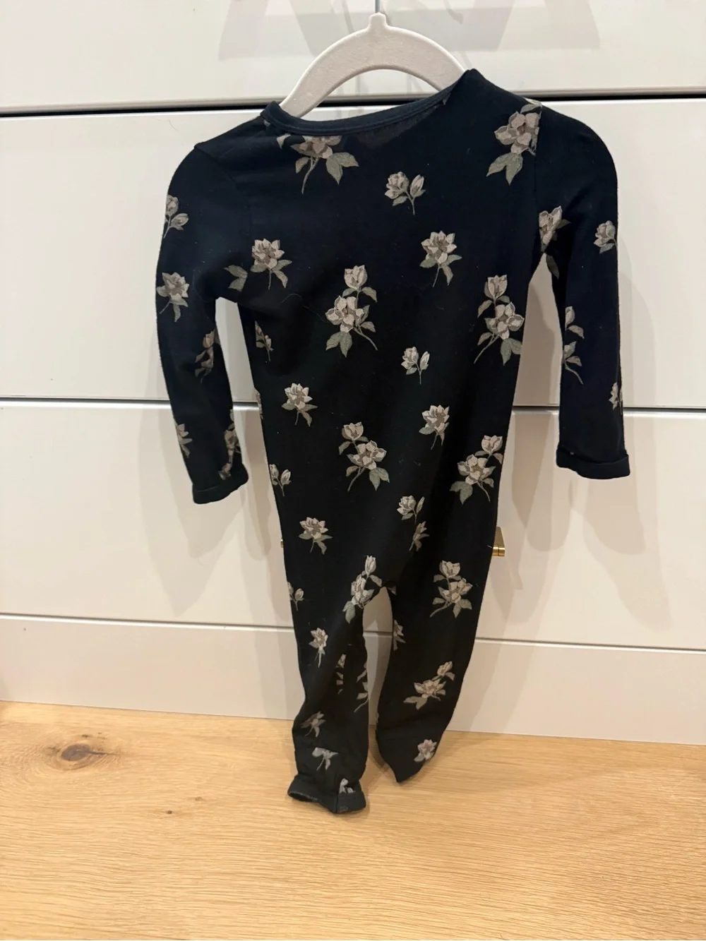 Kyte BABY Black Floral Footed One-Piece